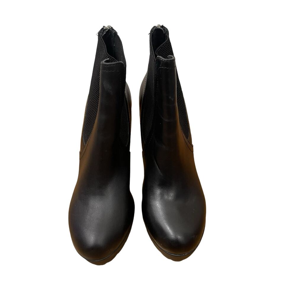 Steve Madden Amandaa Black Leather Almond Toe Platform Ankle Bootie Size 8.5 - Picture 4 of 11